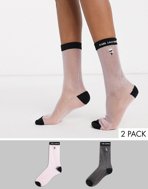 Karl Lagerfeld k/ikonik transparent socks 2 pack