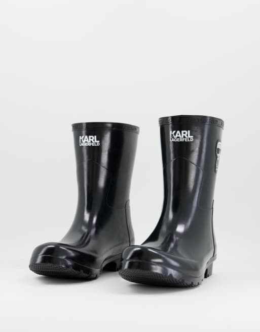 Karl Lagerfeld Kalosh midi gumboots in hi-shine black