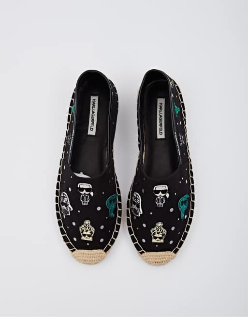 Karl Lagerfeld - Kamini Karnimal - Espadrilles met badge van canvas in zwart , 3 van 4
