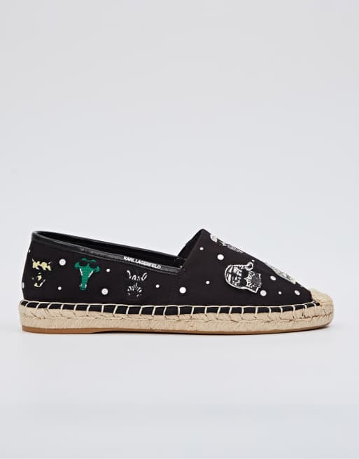 Karl Lagerfeld - Kamini Karnimal - Espadrilles met badge van canvas in zwart , 4 van 4