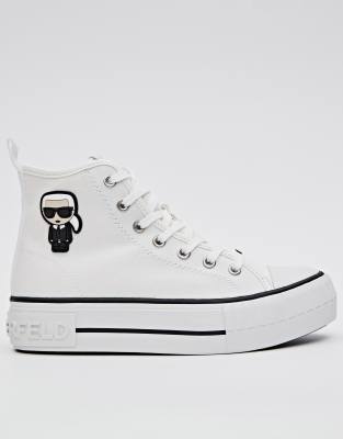 Karl Lagerfeld Kampus max flatform hi top trainers in white canvas