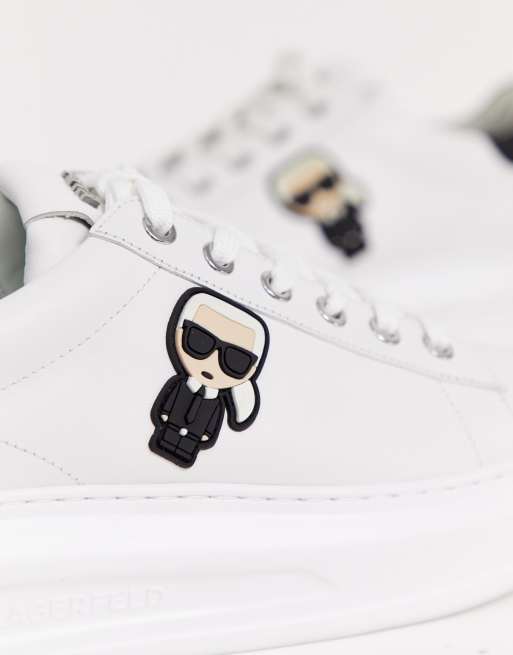 Karl Lagerfeld - Kapri Ikonic - Baskets plateforme en cuir avec bordure noire - Blanc, 3 de 4