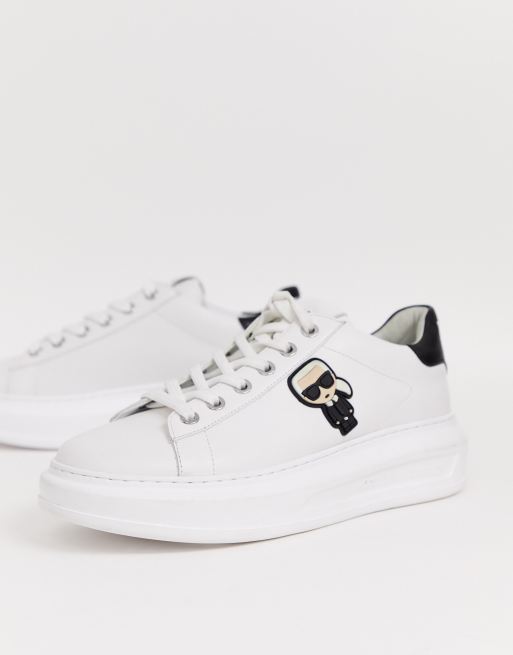 Karl Lagerfeld - Kapri Ikonic - Baskets plateforme en cuir avec bordure noire - Blanc, 4 de 4
