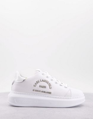 Karl Lagerfeld Kapri Maison leather platform sole leather trainers in white