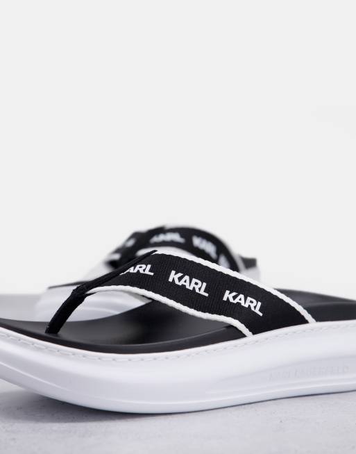 Karl Lagerfeld - Kapri - Tongs à plateforme plate avec bride à logo - Noir, 2 de 4