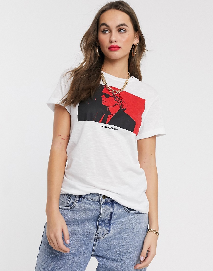 Karl Lagerfeld – Karl Legend – Blockfärgad t-shirt-Vit