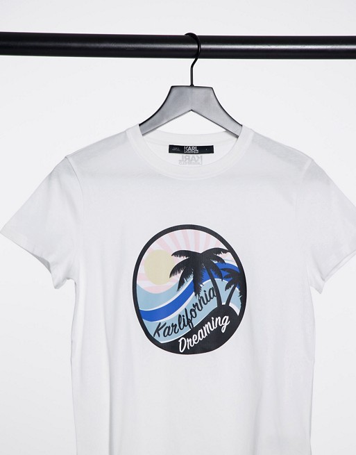 Karl Lagerfeld Karlifornia logo t-shirt in white