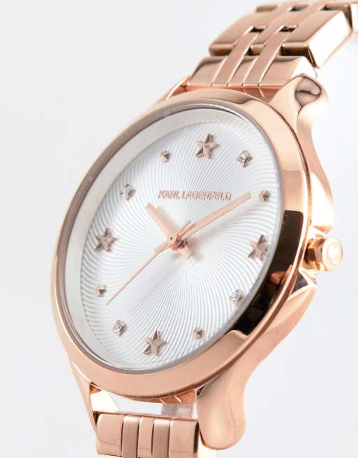 Karl lagerfeld rose 2025 gold watch