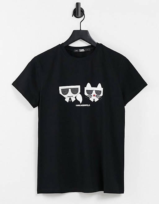 Karl Lagerfeld Kocktail couple logo t-shirt in black