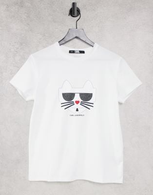 Karl Lagerfeld Kocktail logo t-shirt in white | ASOS