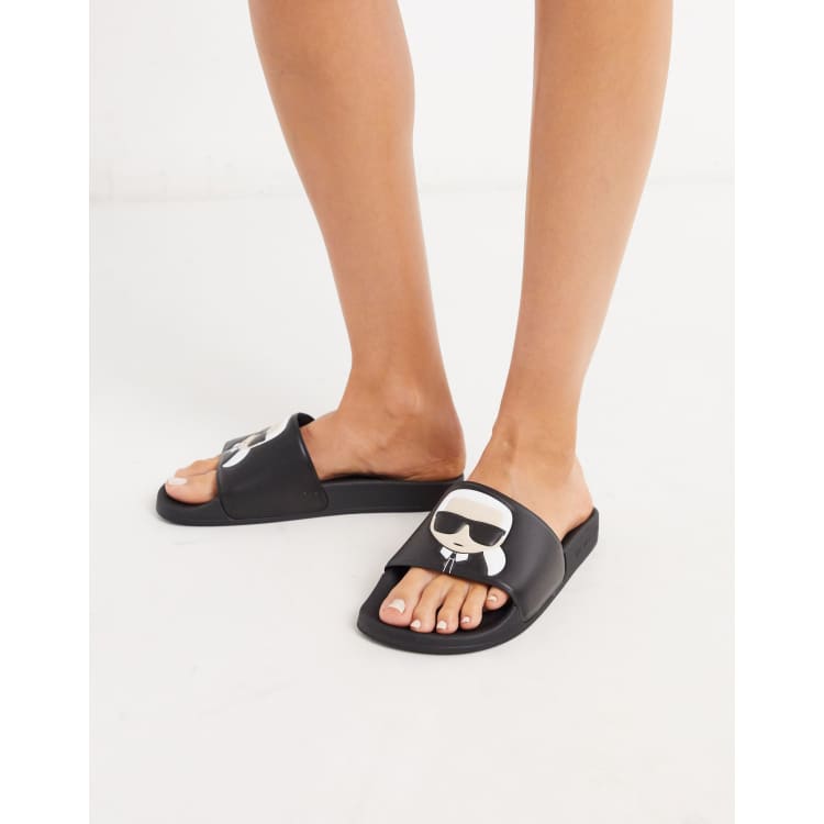 Karl Lagerfeld Kondo slide sandals in black rubber ASOS