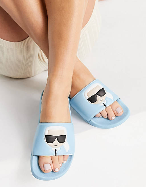 Karl Lagerfeld Kondo slide sandals in light blue rubber