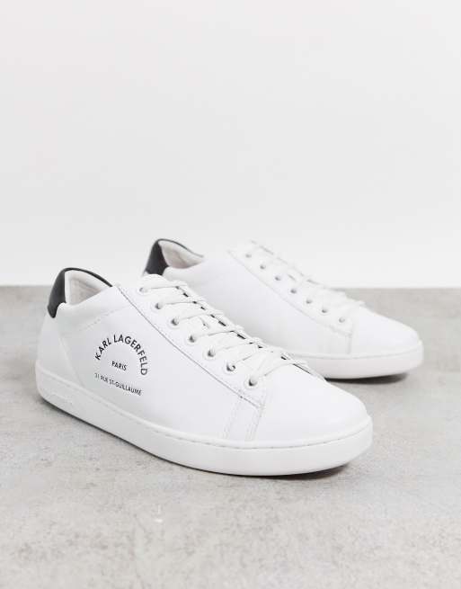 karl lagerfeld exclusive leather flatform trainers in white croc