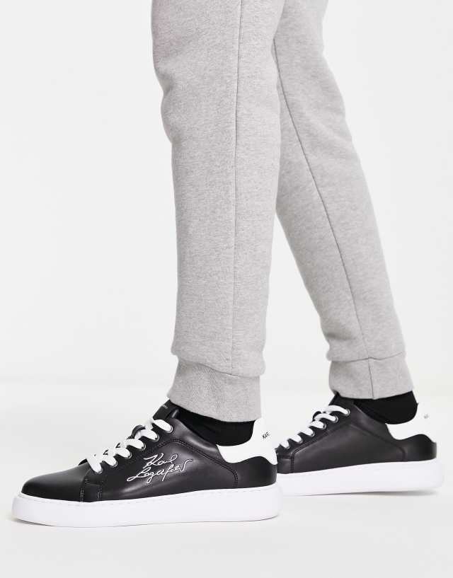 Karl Lagerfeld lace up embroidered logo sneakers in black