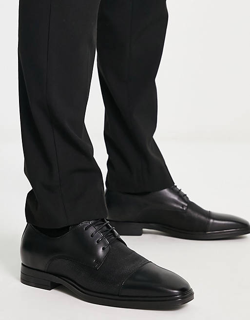 Karl Lagerfeld leather toe cap derby shoes in black | ASOS