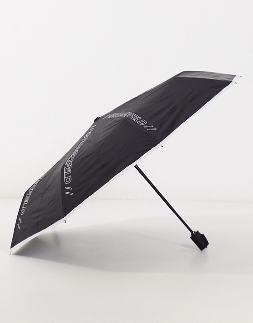 Karl Lagerfeld logo detail umbrella in black