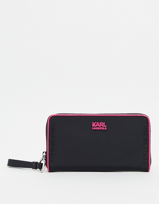 Karl Lagerfeld logo detail wallet in black