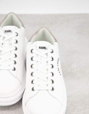 white trainers with silver back