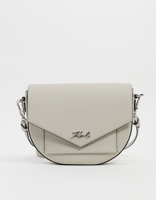 Karl Lagerfeld minimal logo crossbody bag in taupe