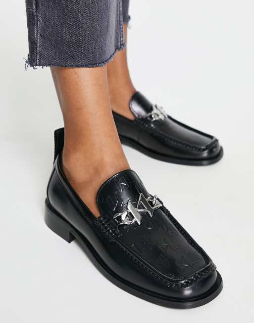 Karl Lagerfeld Mokassino II chain loafers in black leather ASOS