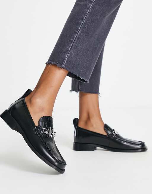 Rook Effectiviteit Suradam Karl Lagerfeld - Mokassino II - Loafers met ketting van zwart leer | ASOS