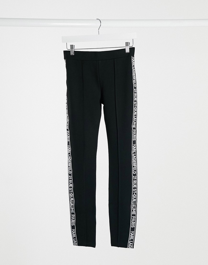 Karl Lagerfeld - Punto - Sorte leggings med logo på siderne