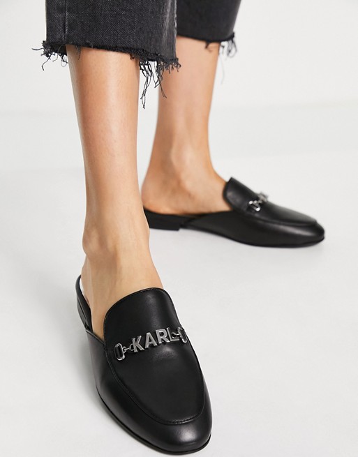 Karl Lagerfeld Regency mule flat shoes in black leather