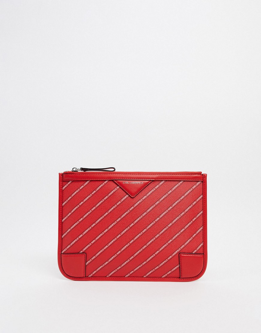 Karl Lagerfeld - Röd plånbok med ränder och logga