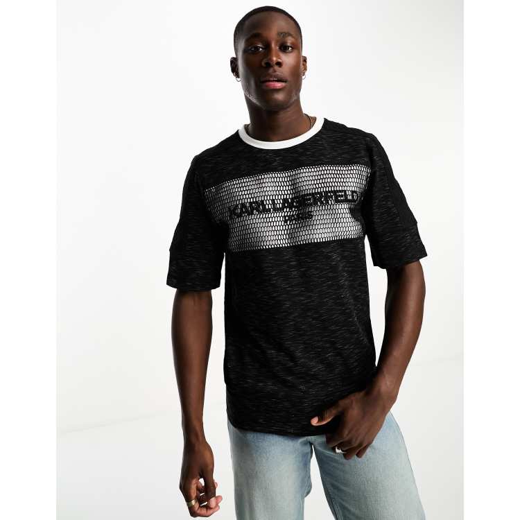 Karl Lagerfeld short sleeve contrast t-shirt with mesh logo