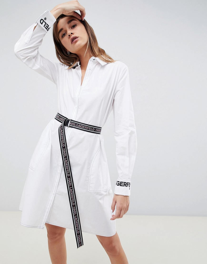 Karl Lagerfeld – Skjortklänning med logga-Vit