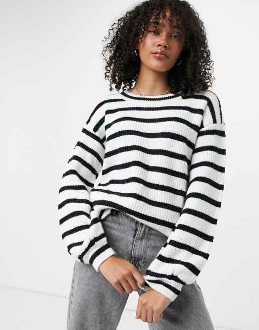 White black striped clearance sweater