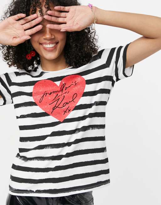 Striped t shirt with cheap heart