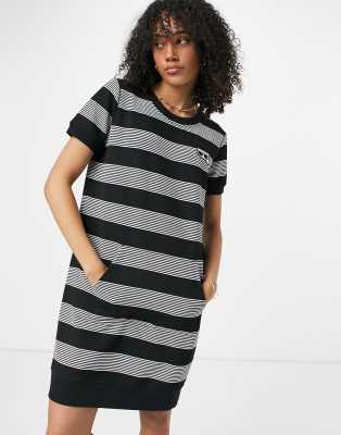 Karl Lagerfeld Striped T-shirt Dress In Black-multi | ModeSens