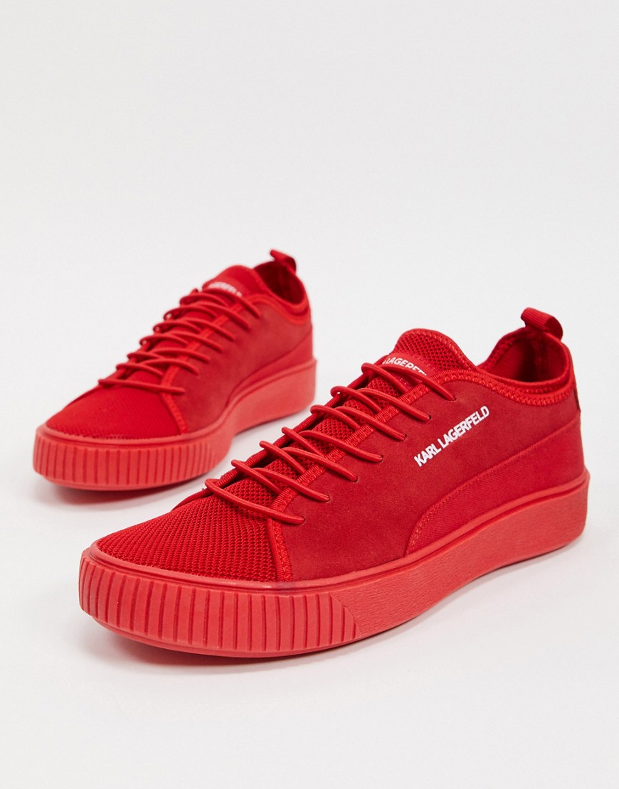 KARL LAGERFELD SUEDE AND MESH SNEAKERS-RED,LF0S8515 RED
