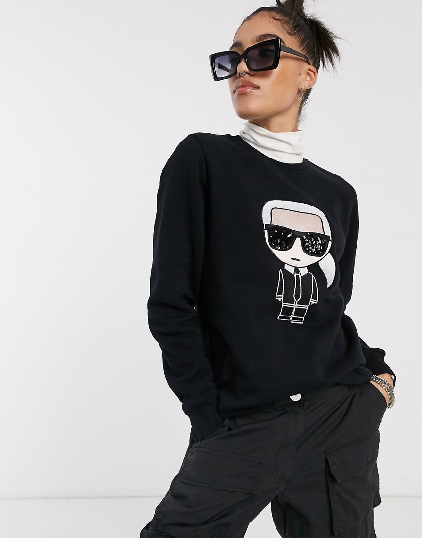 Karl Lagerfeld - Sweatshirt met iconische Karl print-Zwart