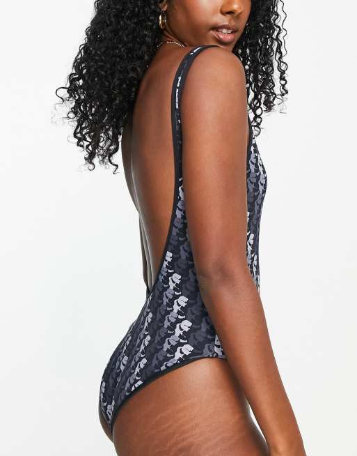 KARL LAGERFELD LOGO PRINT SWIMSUIT, White Women's