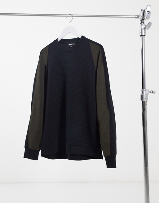 Karl Lagerfeld textured neoprene knit jumper with contrast raglan sleeves