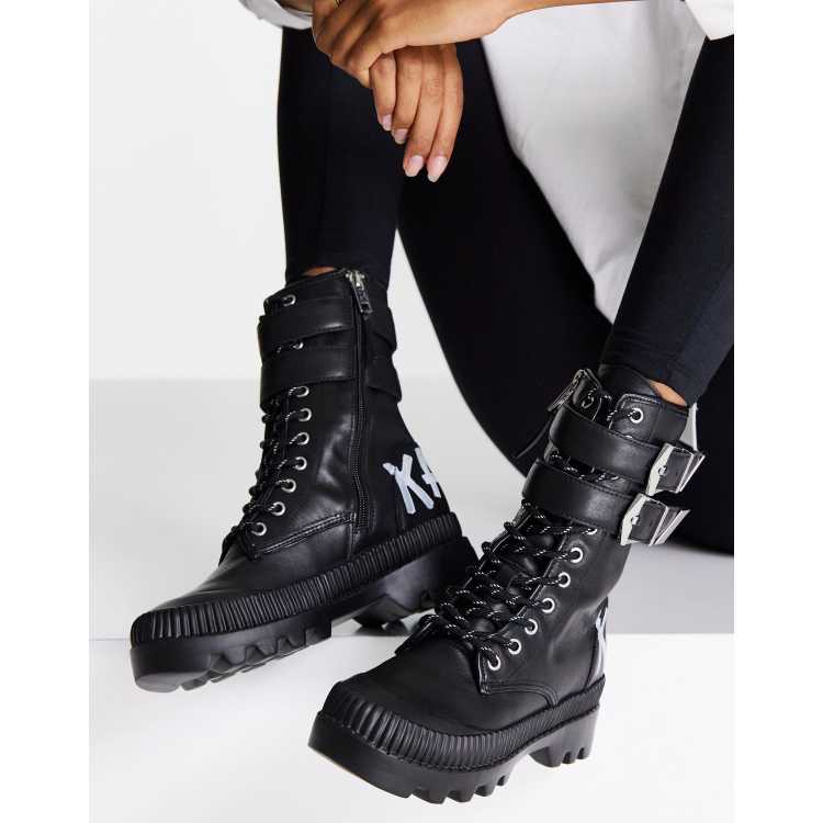 Karl Lagerfeld Trekka II Bottines montantes avec boucles au niveau des chevilles Noir