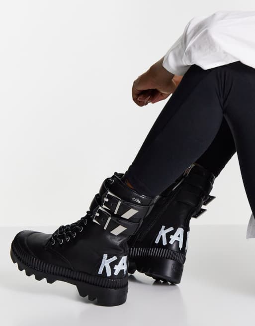 Karl Lagerfeld trekka II high cuff buckle boot in black