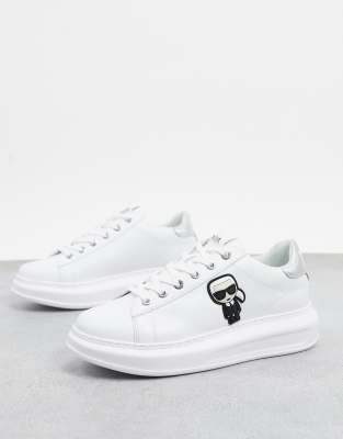 white platform leather trainers