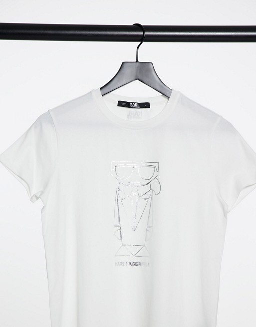 Karl Lagerfled Kocktail foil logo t-shirt in white