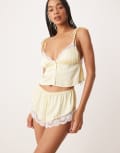 [Kat The Label] Kat The Label Arabella lace trim shorts in limoncello-Yellow XS Limoncello