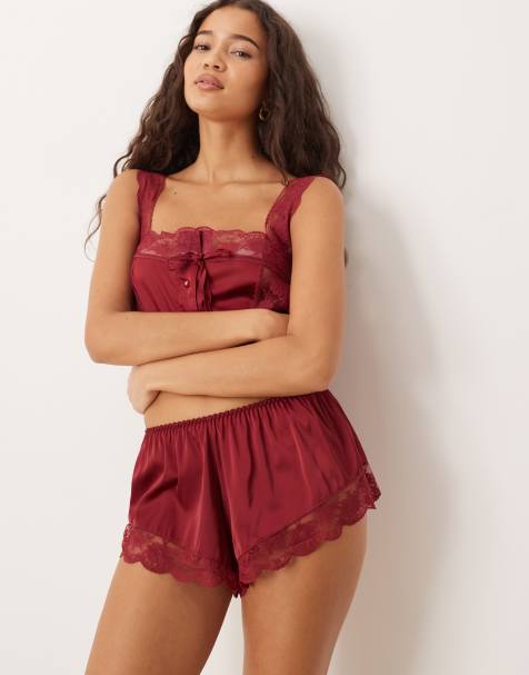 Kat The Label Arabella mix and match shorts in rhubarb red