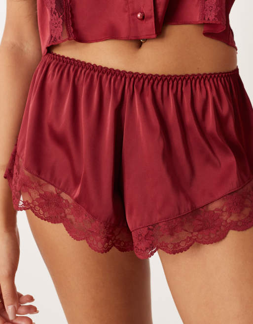 Kat The Label Arabella Mix and Match shorts in rhubarb red, 4 of 5