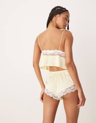 Kat The Label Arabella Satin Lace Trim Shorts