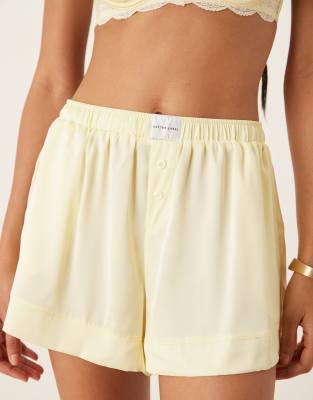 Kat The Label Baxter Satin Boxer Shorts In Yellow