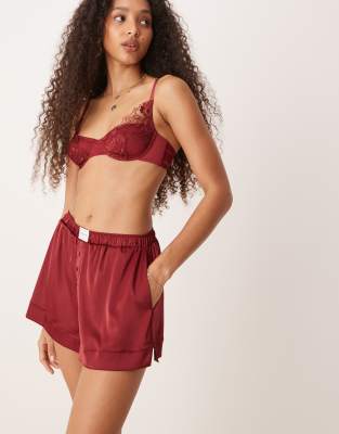 Kat The Label Baxter Satin Boxer Shorts In Pink