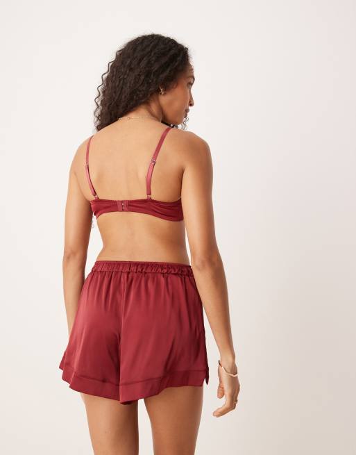 Kat The Label Baxter satin boxer shorts in rhubarb, 4 of 4