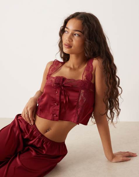 Kat The Label Cindy mix and match camisole in rhubarb red