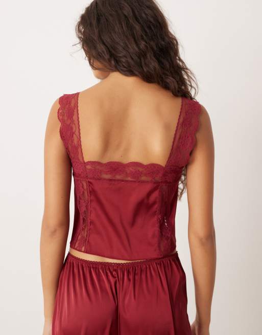 Kat The Label Cindy mix and match camisole in rhubarb red, 3 of 4